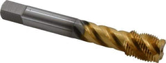 OSG - 5/8-18 UNF 4 Flute 2B Modified Bottoming Spiral Flute Tap - Vanadium High Speed Steel, TiN Finish, 100mm OAL, Right Hand Flute, Right Hand Thread - Eagle Tool & Supply