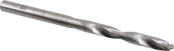 SGS - #8 118° Solid Carbide Jobber Drill - Bright Finish, Right Hand Cut, Spiral Flute, Straight Shank, 3" OAL, Faceted Point - Eagle Tool & Supply