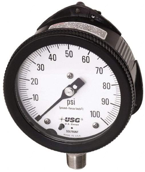 Ametek - 6" Dial, 1/2 Thread, 0-30 Scale Range, Pressure Gauge - Lower Back Connection Mount, Accurate to 0.5% of Scale - Eagle Tool & Supply