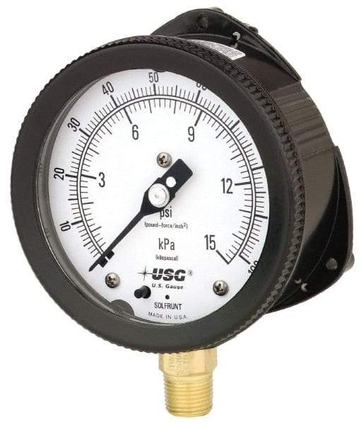 Ametek - 6" Dial, 1/2 Thread, 0-200 Scale Range, Pressure Gauge - Lower Connection Mount, Accurate to 0.5% of Scale - Eagle Tool & Supply