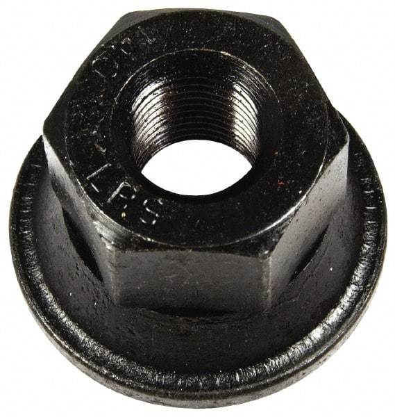 Dorman - 9/16-18 Black Oil Quench Finish Flanged Wheel Nut - 1-1/16" Hex, 1" OAL, 1.6 Diam Flange Seat Angle - Eagle Tool & Supply