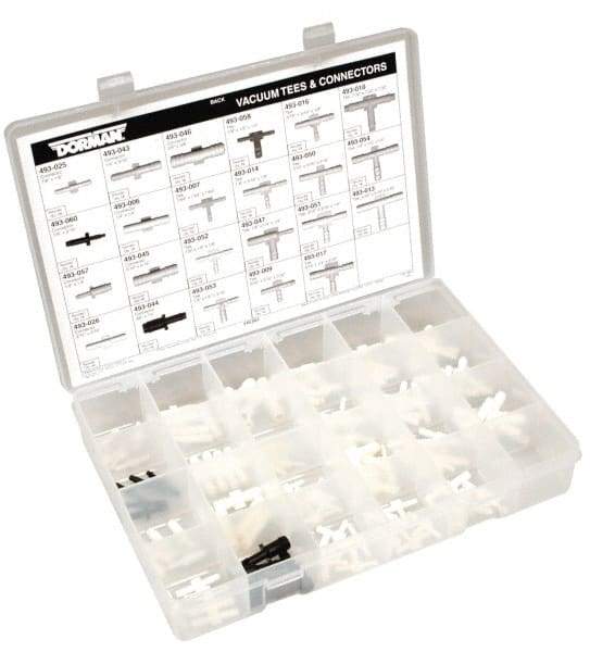 Dorman - 115 Piece, 1/8 to 5/16" Vacuum Tees & Connectors - Plastic - Eagle Tool & Supply