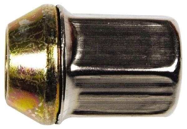 Dorman - M12-1.5 Stainless Finish Capped Wheel Nut - 19mm Hex, 32mm OAL, 60° Seat Angle - Eagle Tool & Supply