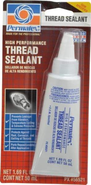 Permatex - 50 mL Tube, White, Paste High Strength Threadlocker - Series 565 - Eagle Tool & Supply