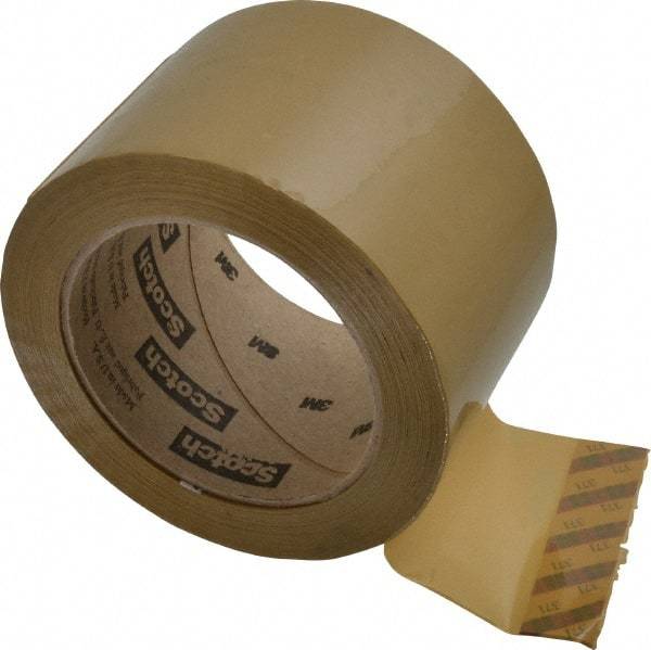 3M - 3" x 110 Yd Natural (Color) Rubber Adhesive Sealing Tape - Polypropylene Film Backing, 1.9 mil Thick, 44 Lb Tensile Strength, Series 371 - Eagle Tool & Supply