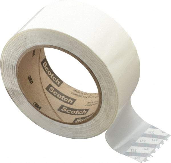 3M - 2" x 110 Yd White Rubber Adhesive Sealing Tape - Polypropylene Film Backing, 1.9 mil Thick, 44 Lb Tensile Strength, Series 371 - Eagle Tool & Supply