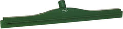 Vikan - 24" Rubber Blade Floor Squeegee - Double Edge, Green, Plastic Holder - Eagle Tool & Supply