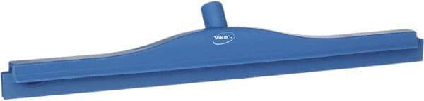 Vikan - 24" Rubber Blade Floor Squeegee - Double Edge, Blue, Plastic Holder - Eagle Tool & Supply