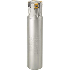 Iscar - 1-1/2" Cut Diam, 0.315" Max Depth of Cut, 1" Shank Diam, 4" OAL, Indexable Square Shoulder Helical End Mill - T490 LN.T 0804 Inserts, Weldon Shank, 90° Lead Angle, Through Coolant, Series Helitang - Eagle Tool & Supply