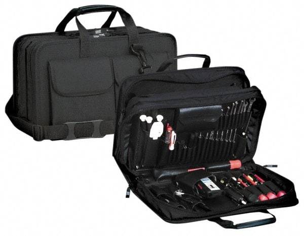 Platt - 17" Wide x 6" High, Tool & Laptop/Tablet Attache - Black, Nylon - Eagle Tool & Supply