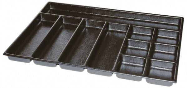 Kennedy - Tool Box Durable ABS Plastic Organizer - 25" Wide x 18-1/2" Deep x 2" High, Black, For 29" Wide Roller Cabinets - Eagle Tool & Supply