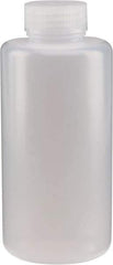 Dynalon Labware - 1,000 mL Wide-Mouth Bottle - Polyethylene, Translucent, 8.23" High x 3.54" Diam, 3/4" Cap - Eagle Tool & Supply