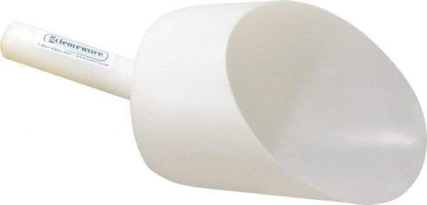 Bel-Art - 64 oz White Polyethylene Round Bottom Scoop - 6" Wide x 6" Deep Bowl, 5" Handle Length, 13" OAL - Eagle Tool & Supply