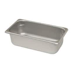 VOLLRATH - Rectangular, Chrome Stainless Steel Food Pan - 4" High x 6.9" Wide x 12.8" Long - Eagle Tool & Supply