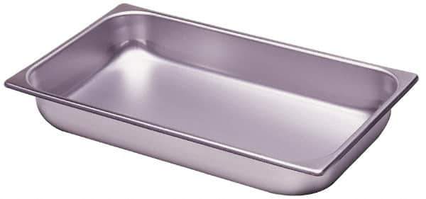 VOLLRATH - Rectangular, Chrome Stainless Steel Food Pan - 4" High x 12.8" Wide x 20.8" Long - Eagle Tool & Supply