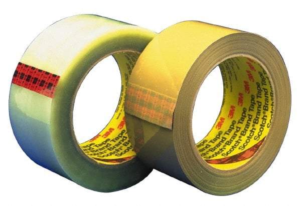 3M - 2" x 55 Yd Clear Hot Melt Adhesive Sealing Tape - Polypropylene Film Backing, 3.1 mil Thick - Eagle Tool & Supply