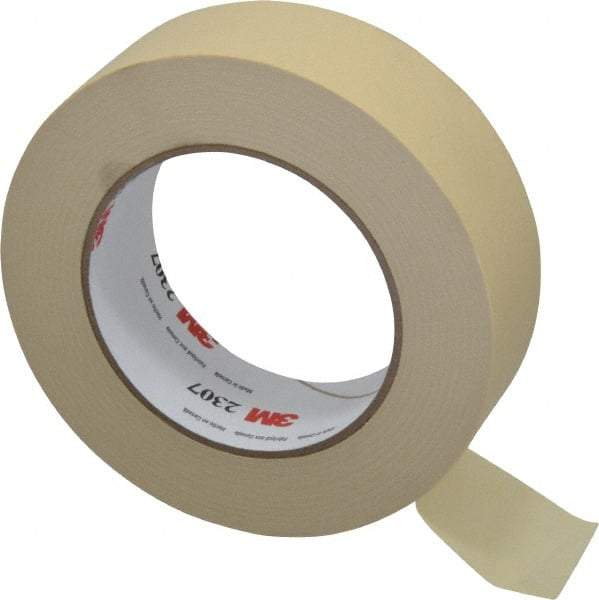 3M - 1-1/2" Wide x 60 Yd Long Tan Paper Masking Tape - Series 2307, 5.2 mil Thick, 23 In/Lb Tensile Strength - Eagle Tool & Supply