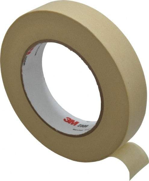 3M - 1" Wide x 60 Yd Long Tan Paper Masking Tape - Series 2308, 5.3 mil Thick, 22 In/Lb Tensile Strength - Eagle Tool & Supply