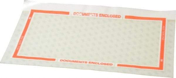3M - 1,000 Piece, 10" Long x 6" Wide, Sheet - Documents Enclosed, Clear with Orange Border - Eagle Tool & Supply