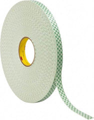 3M - 3/4" x 72 Yd Acrylic Adhesive Double Sided Tape - 1/32" Thick, Off-White, Urethane Foam Liner, Continuous Roll, Series 4032 - Eagle Tool & Supply