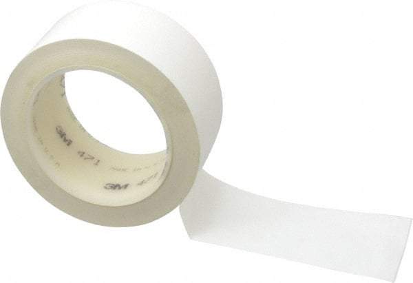 3M - White Solid Color Vinyl Tape - 2" Wide x 108' Long x 5.2 mil Thick, General Traffic - Eagle Tool & Supply