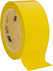 3M - Yellow Solid Color Vinyl Tape - 2" Wide x 108' Long x 5.2 mil Thick, General Traffic - Eagle Tool & Supply