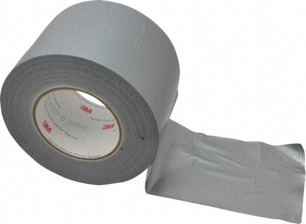 3M - 4" x 55m Silver Duct Tape - 9 mil, Rubber Adhesive, Polyethylene Film Backing, 25 Lb/ln Tensile Strength, 200°F Max, Series 3939 - Eagle Tool & Supply