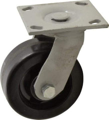Fairbanks - 5" Diam x 2" Wide, Phenolic Swivel Caster - 1,000 Lb Capacity, Top Plate Mount, 4" x 4-1/2" Plate, Plain Bearing - Eagle Tool & Supply