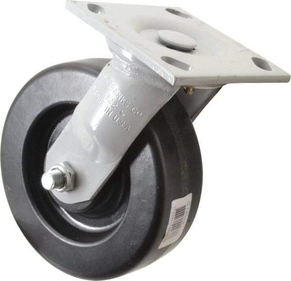 Fairbanks - 6" Diam x 2" Wide, Phenolic Swivel Caster - 1,200 Lb Capacity, Top Plate Mount, 4" x 4-1/2" Plate, Plain Bearing - Eagle Tool & Supply