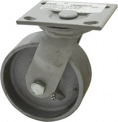 Fairbanks - 5" Diam x 2" Wide, Semi-Steel Swivel Caster - 1,000 Lb Capacity, Top Plate Mount, 4" x 4-1/2" Plate, Plain Bearing - Eagle Tool & Supply