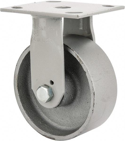 Fairbanks - 5" Diam x 2" Wide, Semi-Steel Rigid Caster - 1,000 Lb Capacity, Top Plate Mount, 4" x 4-1/2" Plate, Plain Bearing - Eagle Tool & Supply