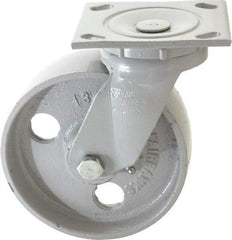 Fairbanks - 6" Diam x 2" Wide x 7-1/4" OAH Top Plate Mount Swivel Caster - Semi-Steel, 1,200 Lb Capacity, Plain Bearing, 4 x 4-1/2" Plate - Eagle Tool & Supply
