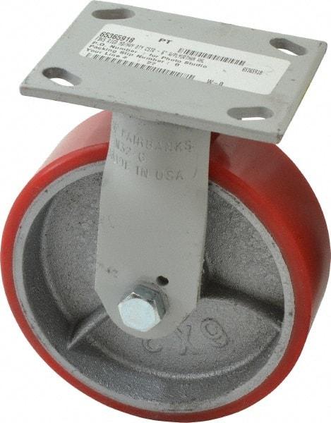 Fairbanks - 6" Diam x 2" Wide x 7-1/4" OAH Top Plate Mount Rigid Caster - Polyurethane, 1,000 Lb Capacity, Roller Bearing, 4 x 4-1/2" Plate - Eagle Tool & Supply