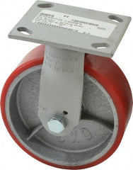 Fairbanks - 6" Diam x 2" Wide x 7-1/4" OAH Top Plate Mount Rigid Caster - Polyurethane, 1,000 Lb Capacity, Roller Bearing, 4 x 4-1/2" Plate - Eagle Tool & Supply