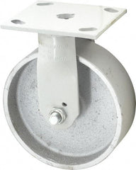 Fairbanks - 6" Diam x 2" Wide x 7-1/4" OAH Top Plate Mount Rigid Caster - Semi-Steel, 1,200 Lb Capacity, Plain Bearing, 4 x 4-1/2" Plate - Eagle Tool & Supply