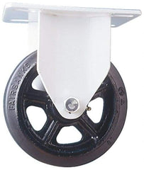 Fairbanks - 8" Diam x 2-1/2" Wide x 9-3/4" OAH Top Plate Mount Rigid Caster - Rubber, 1,300 Lb Capacity, Roller Bearing, 5-1/2 x 8-1/4" Plate - Eagle Tool & Supply