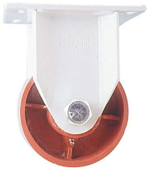 Fairbanks - 8" Diam x 2-1/2" Wide x 10" OAH Top Plate Mount Rigid Caster - Ductile Iron, 2,500 Lb Capacity, Roller Bearing, 5 x 6-1/2" Plate - Eagle Tool & Supply