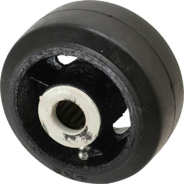 Fairbanks - 4 Inch Diameter x 2 Inch Wide, Rubber Caster Wheel - 300 Lb. Capacity, 2-3/16 Inch Hub Length, 3/4 Inch Axle Diameter, Roller Bearing - Eagle Tool & Supply