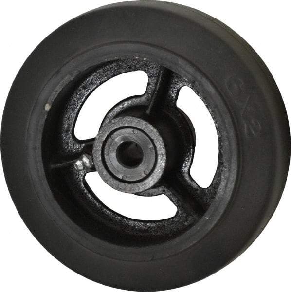 Fairbanks - 6 Inch Diameter x 2 Inch Wide, Rubber Caster Wheel - 410 Lb. Capacity, 2-3/16 Inch Hub Length, 1/2 Inch Axle Diameter, Delrin Bearing - Eagle Tool & Supply