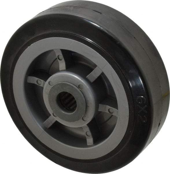 Fairbanks - 6 Inch Diameter x 2 Inch Wide, Rubber Caster Wheel - 500 Lb. Capacity, 2-3/16 Inch Hub Length, 3/4 Inch Axle Diameter, Roller Bearing - Eagle Tool & Supply