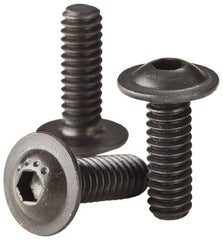 Made in USA - 3/8-16 UNC Hex Socket Drive, Button Screw - Alloy Steel, Black Oxide Finish, Fully Threaded, 1/2" Length Under Head - Eagle Tool & Supply
