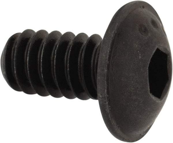 Made in USA - #10-24 UNC Hex Socket Drive, Button Screw - Alloy Steel, Black Oxide Finish, Fully Threaded, 3/8" Length Under Head - Eagle Tool & Supply