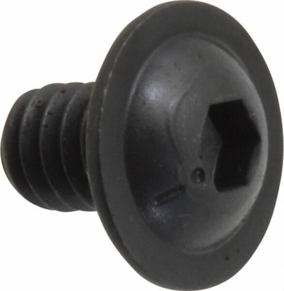 Made in USA - 1/4-20 UNC Hex Socket Drive, Button Screw - Alloy Steel, Black Oxide Finish, Fully Threaded, 3/8" Length Under Head - Eagle Tool & Supply