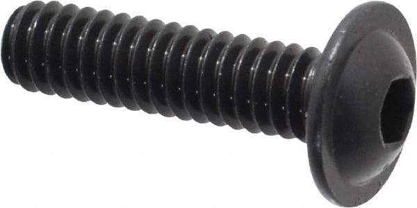 Made in USA - 1/4-20 UNC Hex Socket Drive, Button Screw - Alloy Steel, Black Oxide Finish, Fully Threaded, 1" Length Under Head - Eagle Tool & Supply