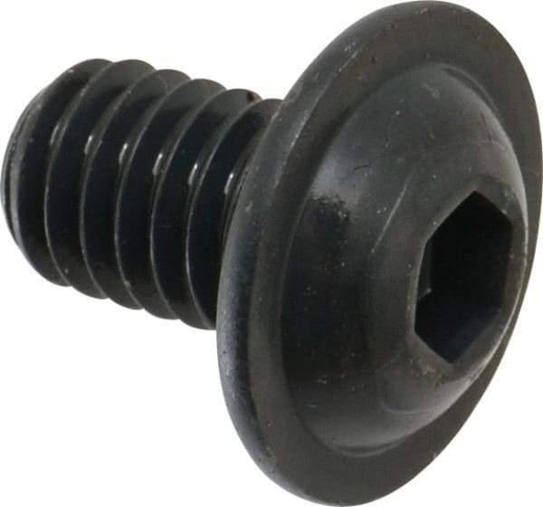 Made in USA - 5/16-18 UNC Hex Socket Drive, Button Screw - Alloy Steel, Black Oxide Finish, Fully Threaded, 1/2" Length Under Head - Eagle Tool & Supply