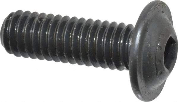 Made in USA - 5/16-18 UNC Hex Socket Drive, Button Screw - Alloy Steel, Black Oxide Finish, Fully Threaded, 1" Length Under Head - Eagle Tool & Supply