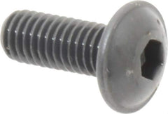 Made in USA - #10-32 UNF Hex Socket Drive, Button Screw - Alloy Steel, Black Oxide Finish, Fully Threaded, 1/2" Length Under Head - Eagle Tool & Supply