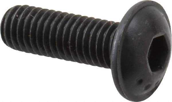 Made in USA - #10-32 UNF Hex Socket Drive, Button Screw - Alloy Steel, Black Oxide Finish, Fully Threaded, 5/8" Length Under Head - Eagle Tool & Supply