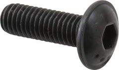 Made in USA - #10-32 UNF Hex Socket Drive, Button Screw - Alloy Steel, Black Oxide Finish, Fully Threaded, 5/8" Length Under Head - Eagle Tool & Supply