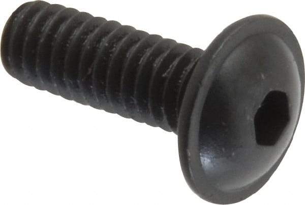 Made in USA - #8-32 UNC Hex Socket Drive, Button Screw - Alloy Steel, Black Oxide Finish, Fully Threaded, 1/2" Length Under Head - Eagle Tool & Supply